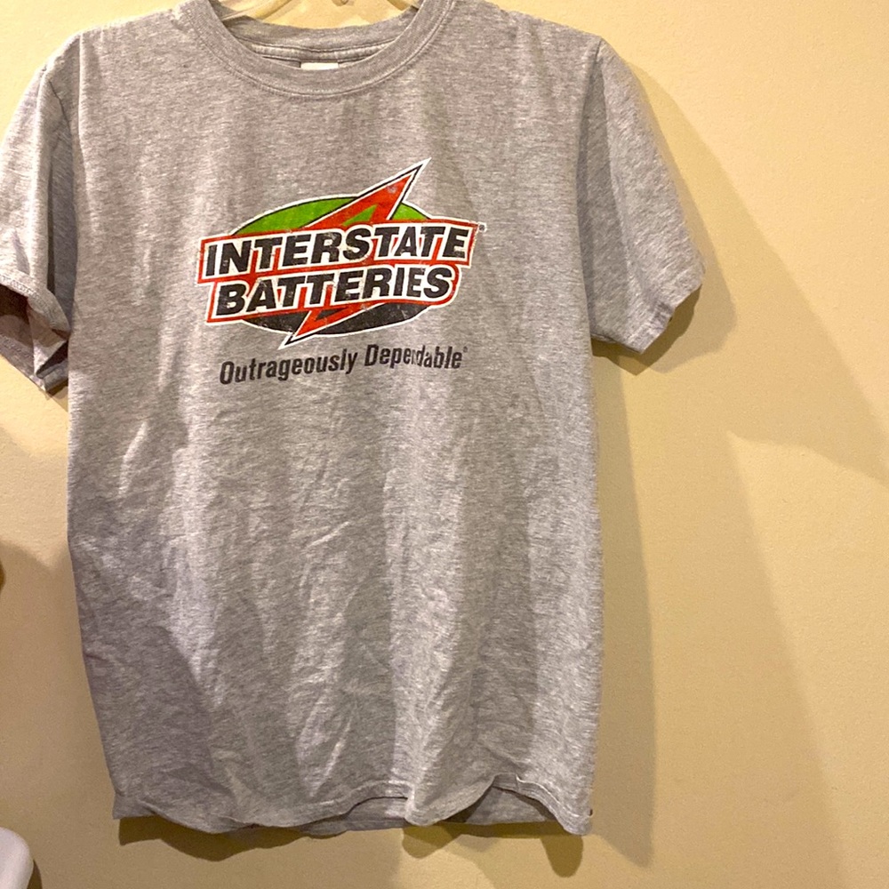 Interstate Batteries Outrageously Dependable Distressed Graphic Shirt Medium